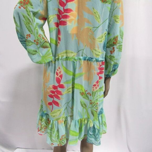 NEW PATBO X RESOLVE Tropicalia Short Kimono Swim Cover-up Island Blue Size L - Picture 13 of 14